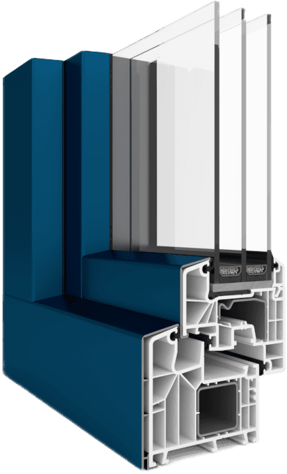 Řez profilu Aluplast Ideal 8000